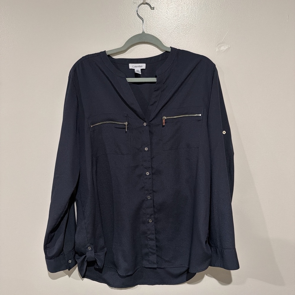 Calvin Klein Women's Navy Blouse